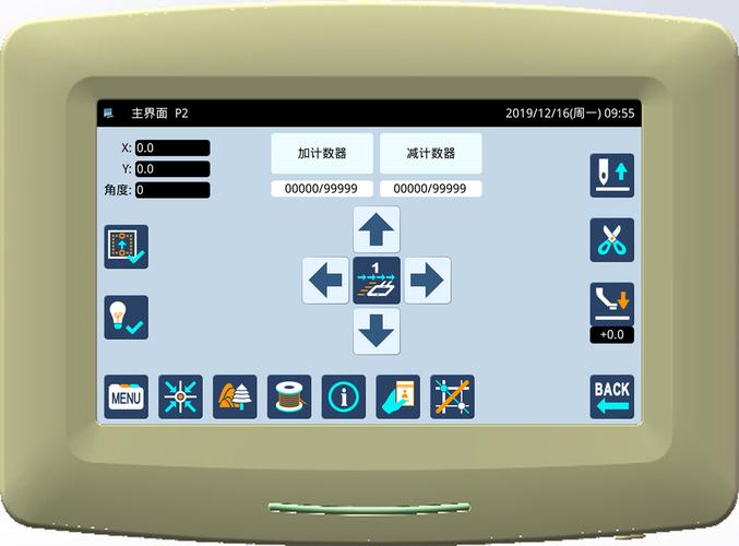 本外观设计产品的名称带缝纫信息图形用户界面的缝纫机面板